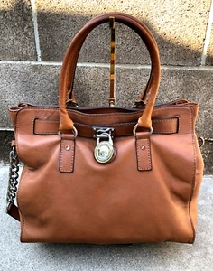 MICHAEL KORS Hamilton Candado Cartera de Hombro Para Mujer Cuero Marrón Bandolera Bolso - Imagen 1 de 15