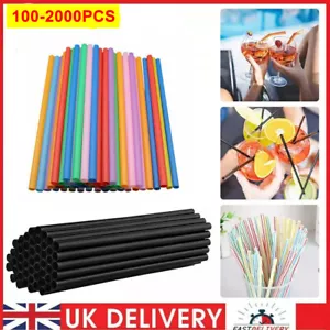 100-2000X Colourful Plastic Drinking Straws Party Wedding 260MM Straight Straw - Picture 1 of 15