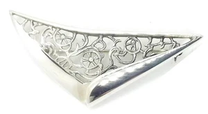 Silver Art Deco Polished Triangular Filigree Style Brooch - Picture 1 of 4