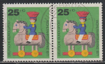 Germany 1971 SC# B477 - Wooden Toys - Horseback rider - One Pair  Used Lot # 591 - Image 1 of 2