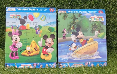 Disney MICKEY MOUSE CLUBHOUSE 25 Piece Wooden Puzzle Minnie Donald Duck Lot Of 2 - Image 1 of 4