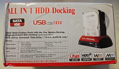 All in 1 HDD Docking, Multi Function Deck , One Button Backup, Hard Disk Cloning - Image 1 of 4