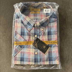 Roundtree & Yorke Gold Label kariertes kurzärmliges geknöpftes Hemd bügelfrei 2XT neu mit Etikett - Bild 1 von 9