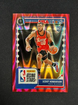 2023-24 NBA Hoops Premium Scoot Henderson Rising Stars Red Seismic /199 #280 RC - Image 1 of 2