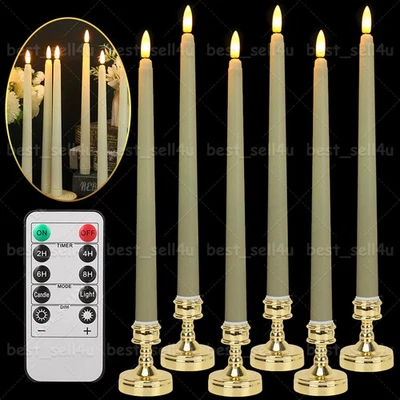 6 peças controle remoto cintilante cônico sem chama luz de velas LED alimentada por bateria - Imagem 1 de 4