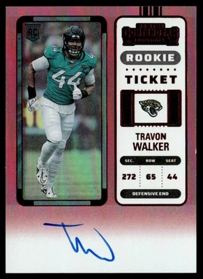 2023 Contender Pink Rookie Ticket SSP Travon Walker Rookie Auto Jacksonville - Image 1 of 2