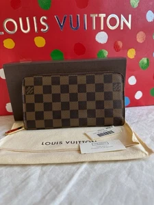 Louis Vuitton Damier Ebene Zippy Zip Around Long Wallet Purse Brown - Picture 1 of 23