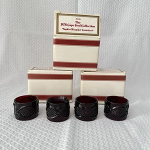Vintage Avon Cape Cod Ruby Red 1876 Collection Glass Napkin Rings Set of 12 NIB - Picture 1 of 7