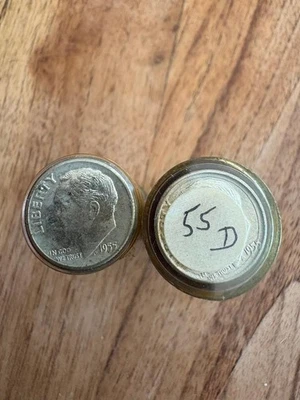 Rollos de diez centavos Roosevelt 1955-D BU sin circular Foto 1 de 3