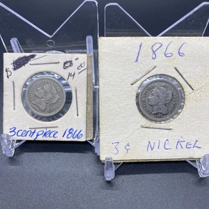 2! 🚨 1866 3 Cent Nickel Piece United States Currency Coins USA - Picture 1 of 6