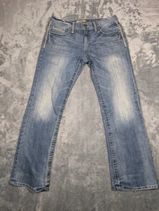 Pantalones de mezclilla BKE Carter para hombre 33x32 azul calce recto desgastado dobladillo usado informales - Imagen 1 de 11