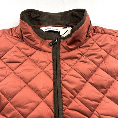 Peter Millar Essex Full Zip Quilted Puffer Vest Jacket Burnt Orange XL $230 - Image 1 of 4
