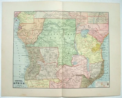 Central Africa - Original 1895 Map by Hunt & Eaton. Antique - Image 1 of 4