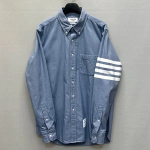 Thom Browne 4-Bar Streifen Solid Flanell Hemd 105 148449367 - Picture 1 of 8
