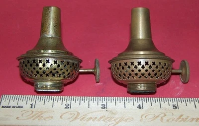 Pair Antique Brass Victor Kosmos Oil Lamp Burners - Image 1 of 4