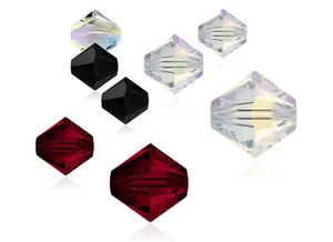 Swarovskiperlen 3mm, 4mm, Doppelkegel, konisch, 5328, 25 St. diverse Farben - Picture 1 of 15