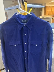 Ralph Lauren Polo Vintage Western Shirt Blue With Tags Never Worn Large RARE - Picture 1 of 11