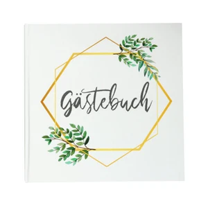 Gästebuch 'Geo' weiß 21 x 21 cm 144 Seiten, Hochzeit Kommunion Taufe Vintage  - Bild 1 von 3
