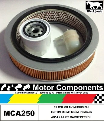 MITSUBISHI TRITON ME MF MG MH 4G54 2.6 Litre PETROL CARBY 10/86-96 FILTER KIT - image 1 of 4