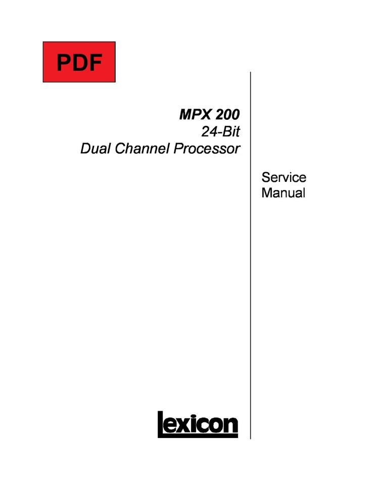 Lexicon MPX 200 Service Manual with Electronic Schematics - Bild 1 von 1