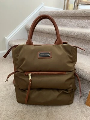 BOLSO ACOLCHADO DE CUERO NAILON MARRÓN ADRIENNE VITTADINI LONA PUFF GIMNASIO VIAJE Foto 1 de 4