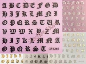 Calcomanías adhesivas para arte en uñas 3D letras del alfabeto manicura hágalo usted mismo pelar y pegar - Imagen 1 de 9