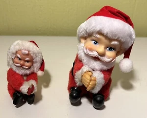 2-Santa Claus Clip On Christmas Tree Hugger Ornaments 1-3" & 1-5” Vintage 1960s - Picture 1 of 8