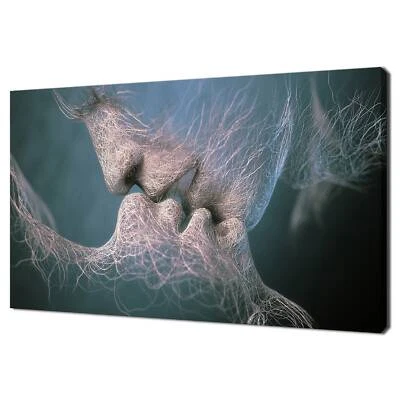 Abstract Couple Kissing In Love Modern Design Home Decor Canvas Print Wall Art - Image 1 of 4