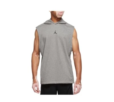 Jordan 男式 Dri-FIT 运动抓绒无袖连帽衫小号碳皮革 L 码 — 第 1/4 张图片