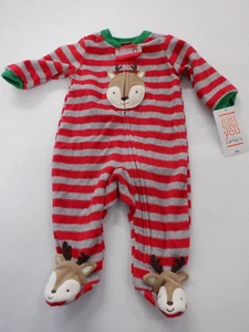 INFANT NEWBORN MONTHS CARTER'S JUST ONE YOU REINDEER FLEECE SLEEPER NEW #22372 - Picture 1 of 2