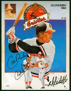 CAL RIPKEN JR & SR JOE ALTOBELLI Triple Vintage Signed 1984 Scorebook Cover JSA - Picture 1 of 6