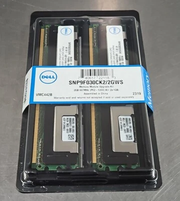 DELL SNP9F030CK2/2GWS Memory Module Upgrade Kit (2x1GB) 667MHz.            3B-25 - Image 1 of 4