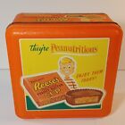 Vtg Empty Reese's Peanut Butter Cup Advertising Tin Canister Can Peanutricious 