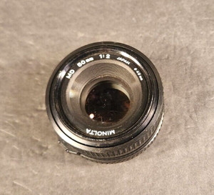 MINOLTA MD 50MM F1.2 1:2 LENS MADE IN JAPAN CAMERA LENS & QMC-UV FILTER 49MM