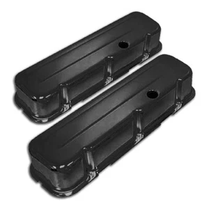 FOR 1965-1995 CHEVY BIG BLOCK 396 427 454 502 TALL STEEL VALVE COVERS BLACK - Picture 1 of 1