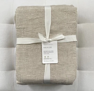Pottery Barn BELGIAN FLAX LINEN WAFFLE WEAVE King California King Duvet Flax NWT - Image 1 of 2