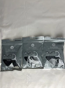 Plettri per filo interdentale infusi a carbone, 75 ct. 3 sacchetti 225 totali - Foto 1 di 3