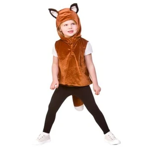 Child FOX Fancy Dress Tabard Costume World Book Day Girls Boys Kids Hooded Tail - Picture 1 of 3