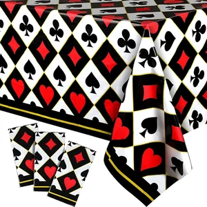 3 Pack Plastic Table Cover Disposable Tablecloth for Playing Cards, 54x108 Inch - Picture 1 of 12