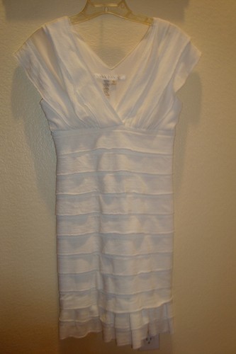 OFF WHITE WOMENS MAX STUDIO IVORY OFF WHITE TIERED SUMMER DRESS SZ. SMALL NWOT
