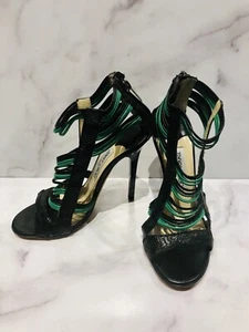Sandalias de tacón negro verde con tiras Jimmy Choo - Imagen 1 de 6