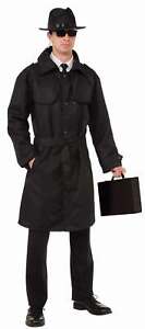 Forum Novelties Mens Secret Agent Spy Trench Coat, Black, One Size
