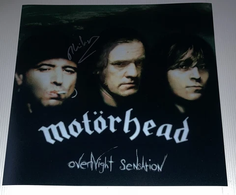SIGNED PHIL CAMPBELL MOTORHEAD OVERNIGHT SENSATION 12x12 PHOTO RARE AUTHENTIC Cover