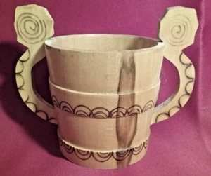 Primitive Rumänische Holz Tasse Becher Handgeschnitzt  - Bild 1 von 4