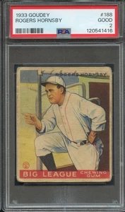 1933 Goudey #188 Rogers Hornsby PSA 2 HOF St. Louis Browns 1416 - Picture 1 of 2