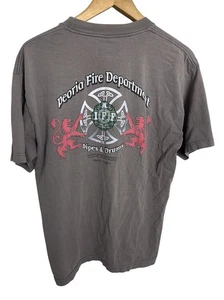 VTG Y2K Peoria Arizona Fire Department Pipes And Drums Men’s T Shirt Size Large - Picture 1 of 8