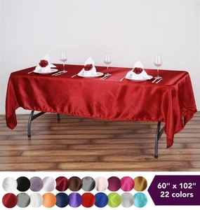 60x102" SATIN Rectangular Tablecloth - Wedding PARTY Catering Event Decorations - Picture 1 of 239