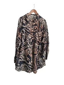 Damen H&M Curves Oversize Shirt Langarm Knielang Druck XXL Brustumfang 66" - Bild 1 von 4