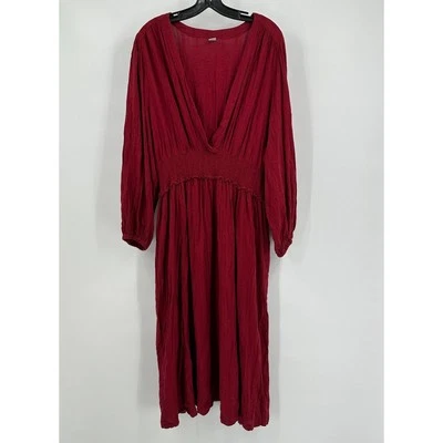 Old Navy Womens Size XXL Boho Maxi Dress Burgundy Smocked Waist Cottagecore - Image 1 of 4