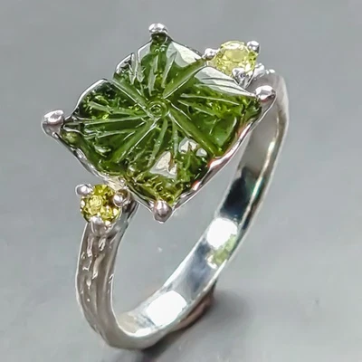 Jewellery Natural Tourmaline Ring 925 Sterling Silver Size 6.5 /R442984 - Image 1 of 4